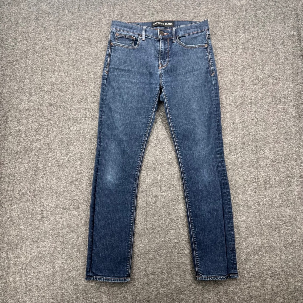 Express Jeans Mia Mid Rise Skinny Dark Wash Denim Blue Size 4s Stretch Slim Fit
